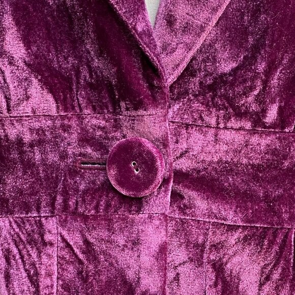Work to Weekend Velvet Puff Short Sleeve Blazer Purple Dark Fairy Grunge 80s-10 - Picture 5 of 15